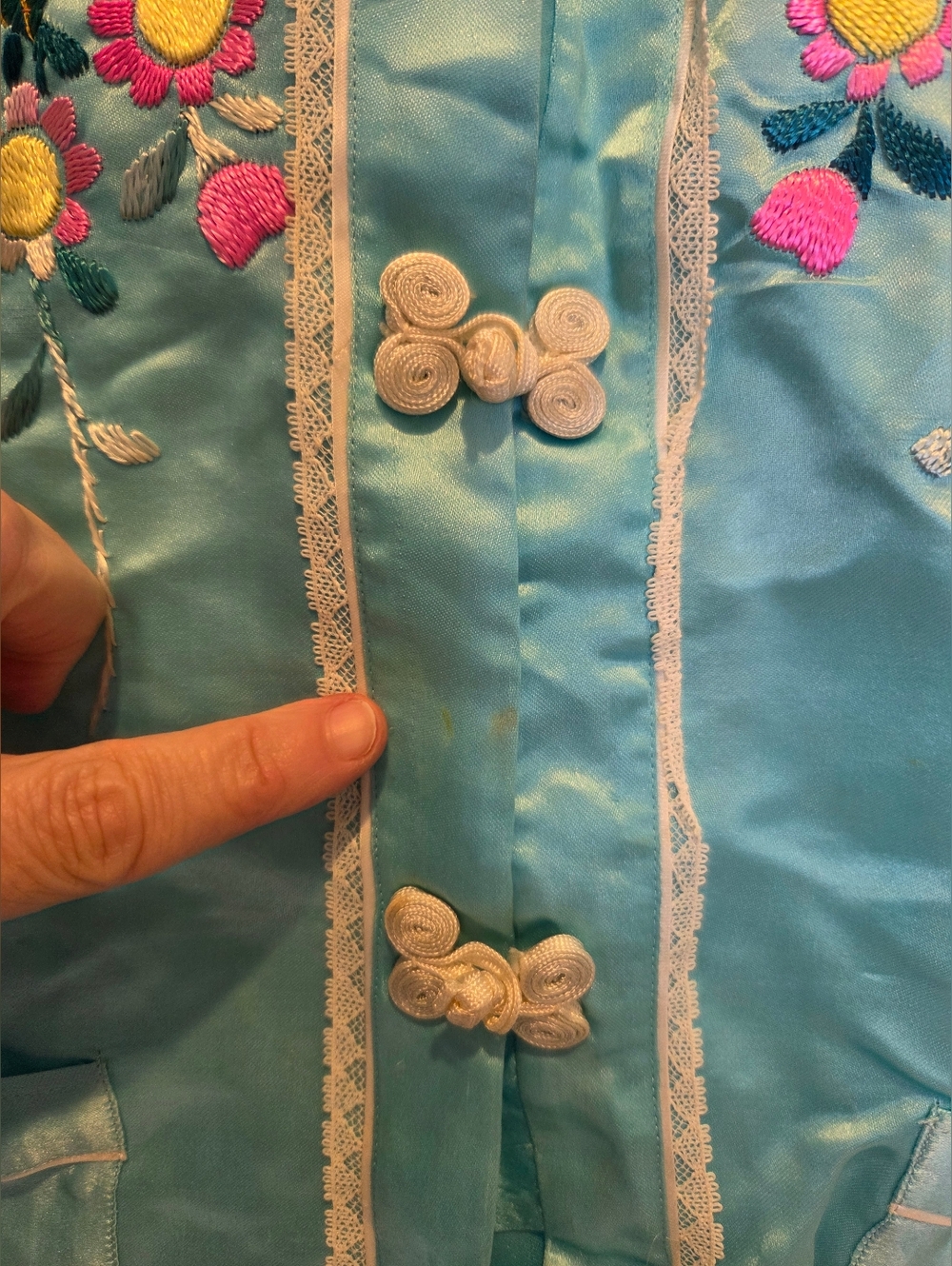 Vtg Oriental Silky Child's Embroidered PJ Ser Size Medium - Picture 12 of 16